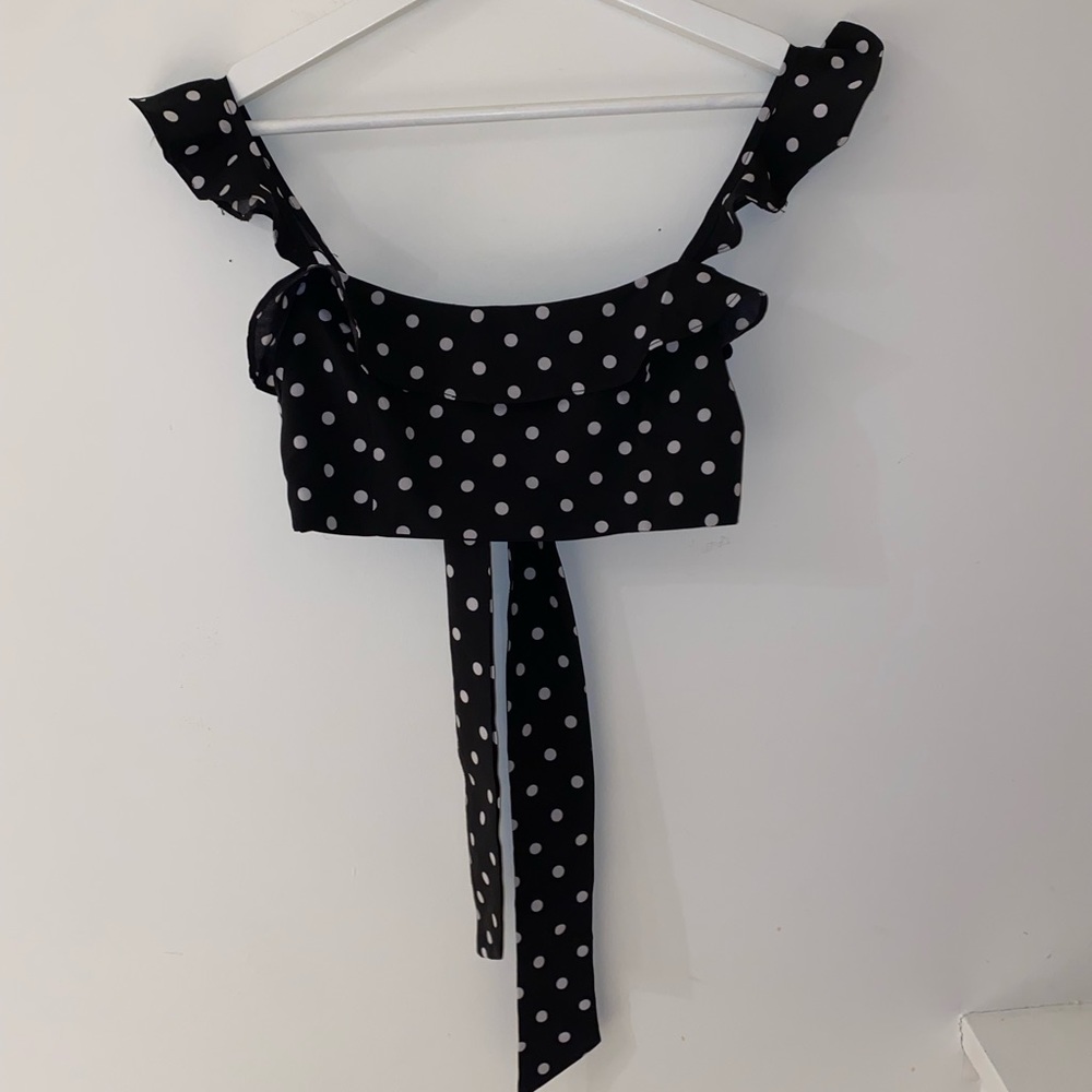 NWOT Polka Dot Frilly Crop Top - Nasty Gal